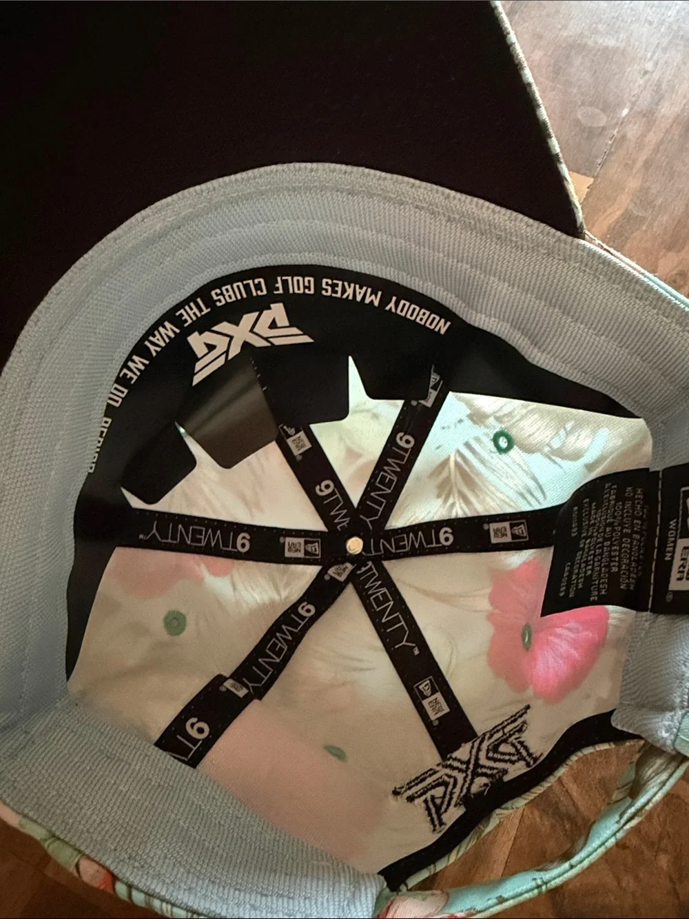 PXG Tropical Floral womans Hat in Aqua and Hot Pink